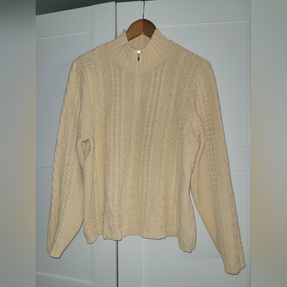 Splendid Cream Cowl Neck Sweater with Textured Knit